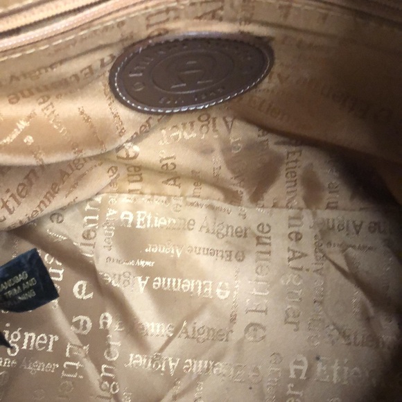 ETIENNE AIGNER brown canvas multi colored shoulder bag. Gold hardware. - Picture 16 of 16